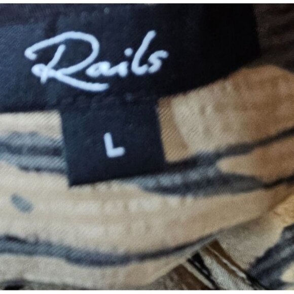 Rails Womens L Ora Dress Tan Black Canyon Abstract Print Long Sleeve Tie Waist‎ - Picture 11 of 13